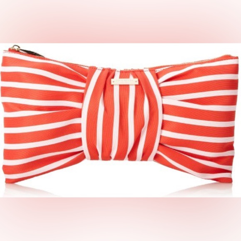 Kate Spade EUC Striped Bow Clutch